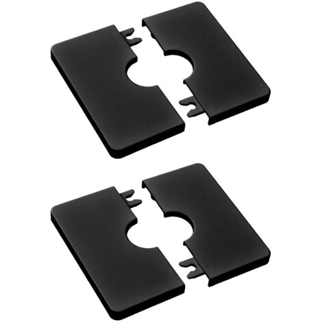 Pack Self-Adhesive Square ABS Plastic Pipe Covers for 22mm Diameter Shower Hose (Black)
