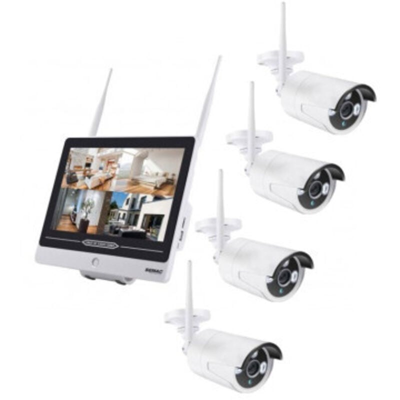 Pack Semac 2x Caméras Pro Vidéo Surveillance Full hd 1080P 12' + 2 Caméras Supplémentaires Kit IPCAM558 Infra-rouges