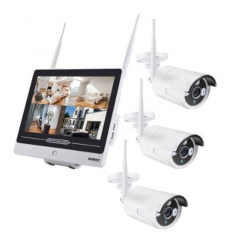 Pack Semac Kit 2x Cameras pro Vidéo Surveillance Full hd 1080p 12' + Caméra Supplémentaire Kit IPCAM558 Infra Rouges