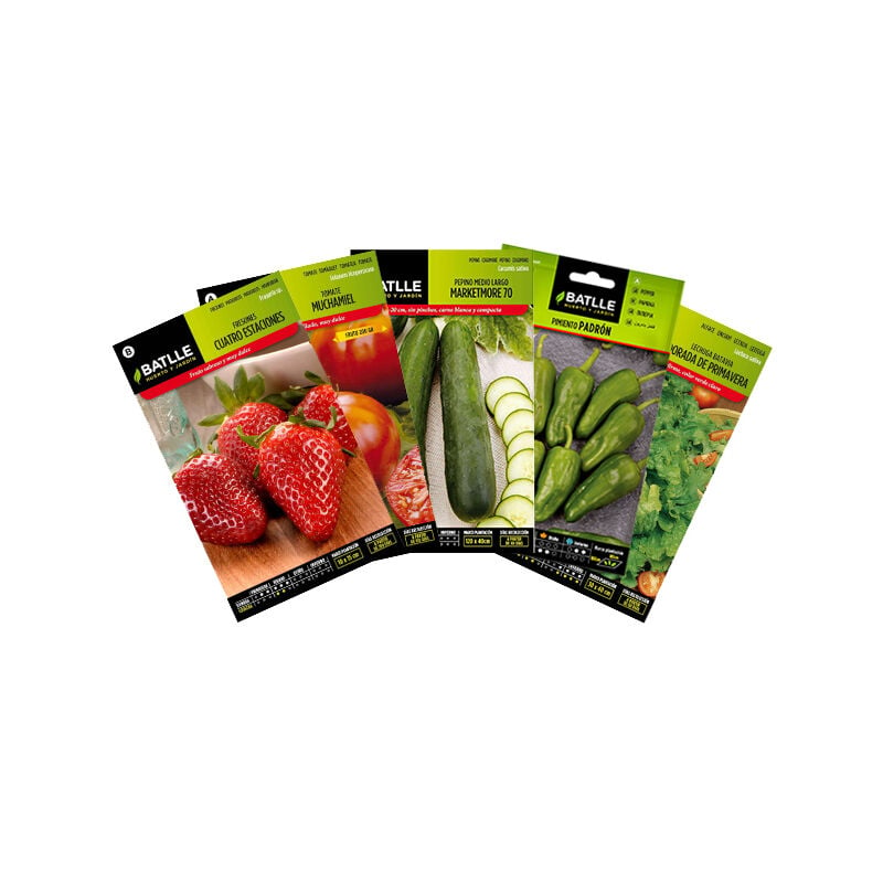 

Pack Semillas Primavera para Sembrar Pepino Lechuga Tomate Pimiento Fresa Variedad Hortalizas - Plantawa