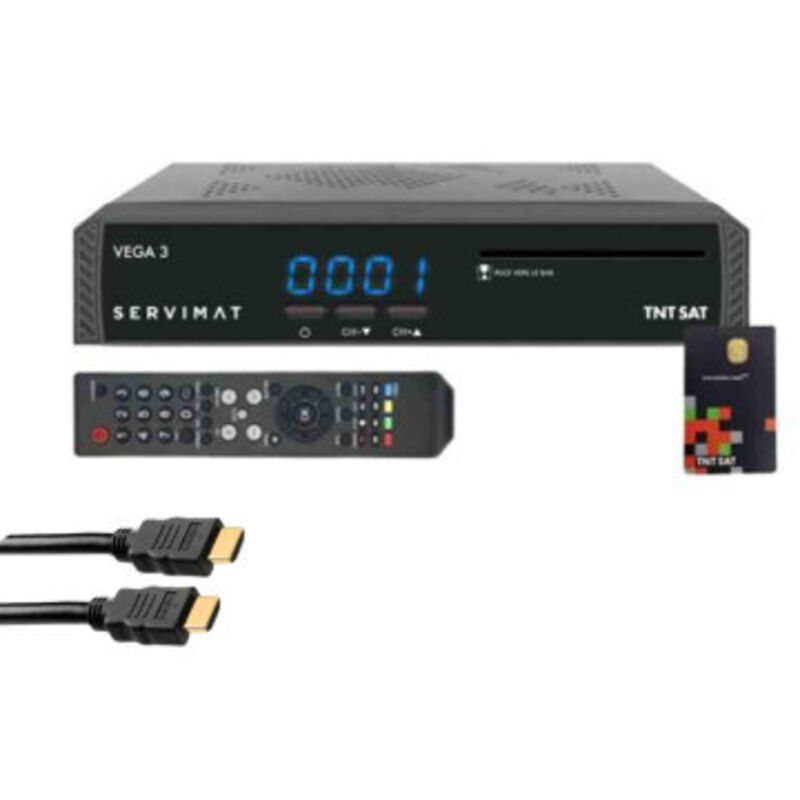 Pack Servimat iii Récepteur tv satellite Full hd + Carte d'accès tntsat V6 Astra 19.2E + Câble hdmi