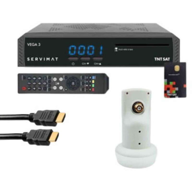 Pack Servimat vega 3 Decodeur satellite Full hd + Carte d'TNTSAT V6 + Câble hdmi + lnb Single hdsat