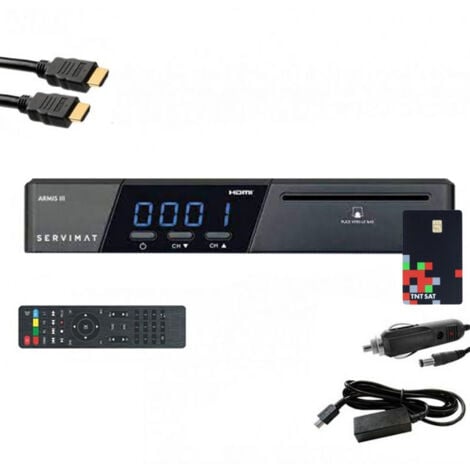 Pack SERVIMAT Récepteur satellite HD + Carte TNTSAT V6 + Câble HDMI + Câble 12V + Déport IR