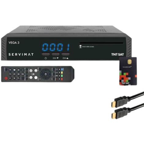 Pack SERVIMAT Récepteur TV satellite Full HD + Carte d'accès TNTSAT V6 + Câble HDMI