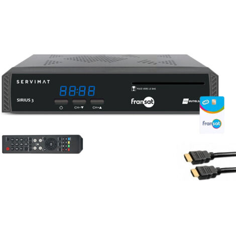 Pack SERVIMAT Récepteur TV satellite HD + carte Viaccess Fransat PC6 + Câble HDMI 2M