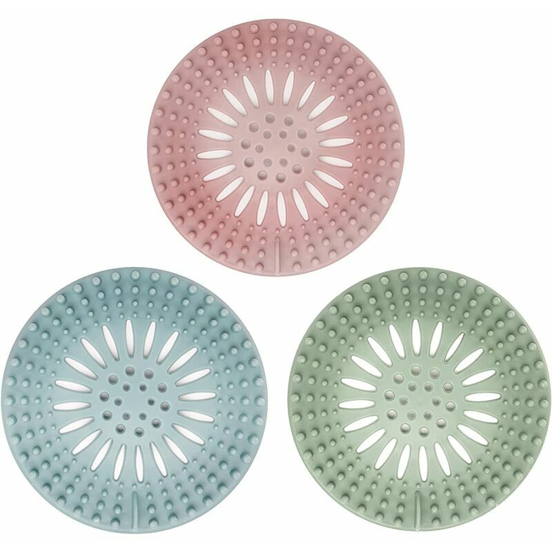 Pack Shower Drain Covers Durable Silicone Hair Catcher Easy to Install and Clean for Bathtub and Kitchen