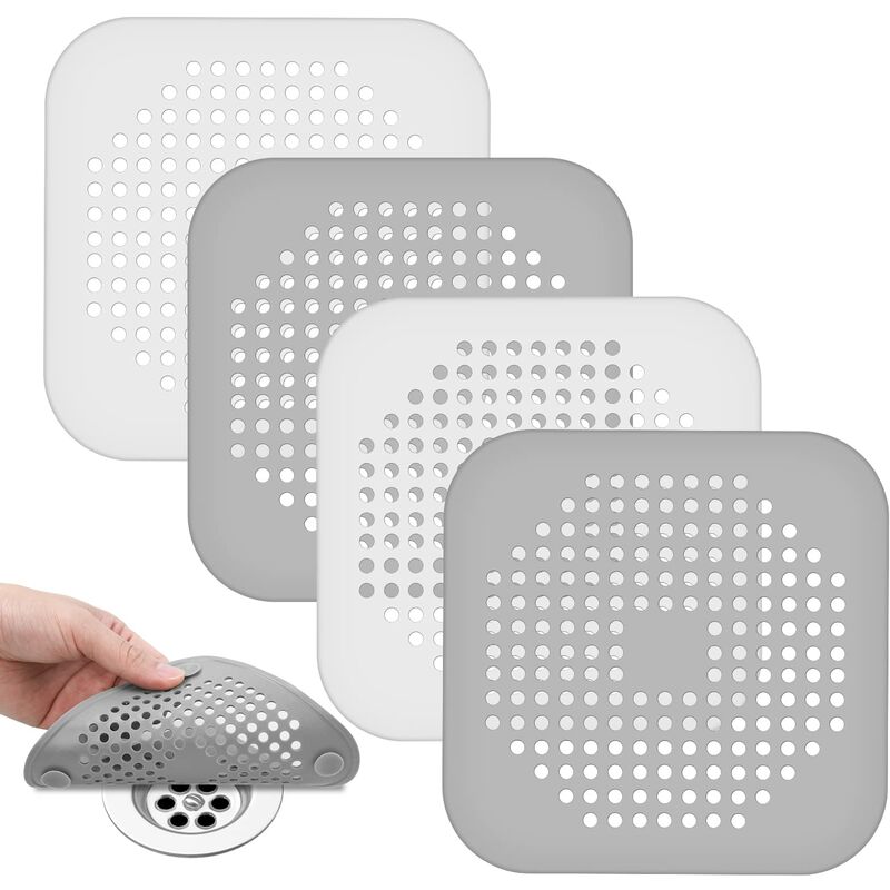 Pack Silicone Drain Strainer Hair Catcher with Suction Cups Collapsible Strainer Plug with Strong Suction Cup for Bathtub Bathroom