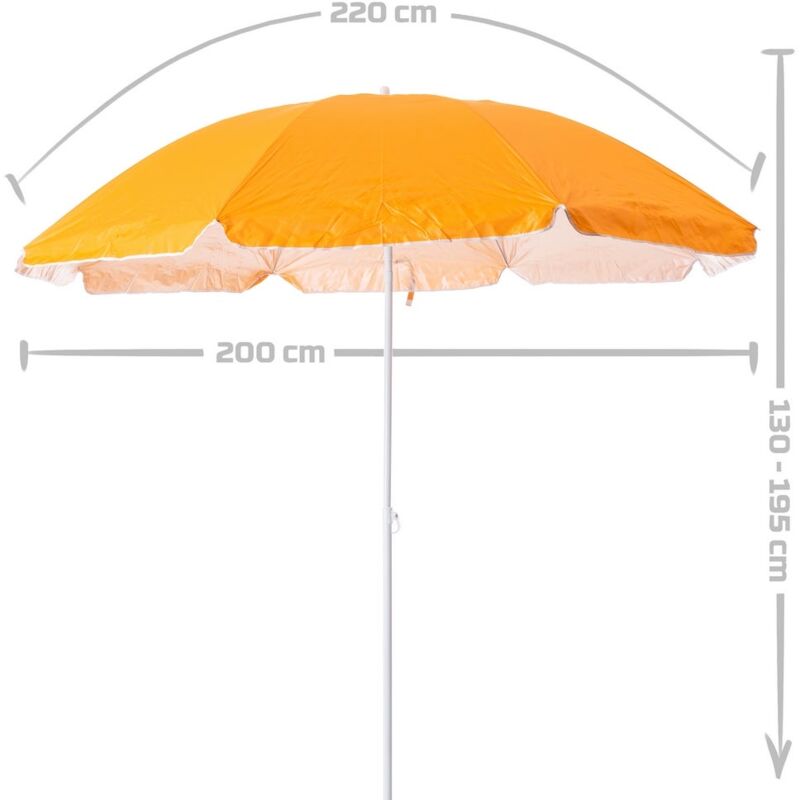 

Pack sombrilla de playa de Ø 200 cm naranja de acero, y soporte