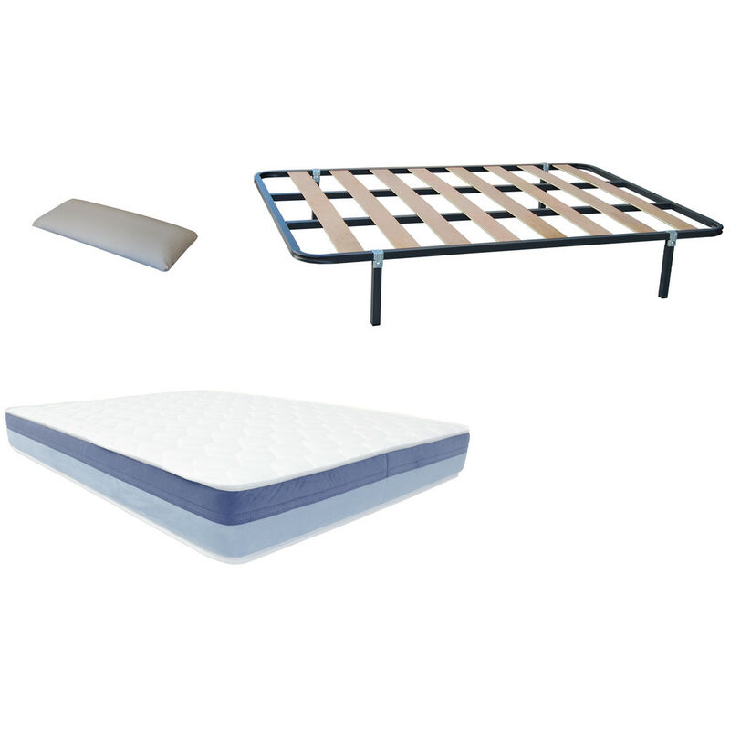 

Pack somier eco OFERTA(patas incluidas)+colchon HR BASIC BLUE VISCO+ almohada DE REGALO 135X180