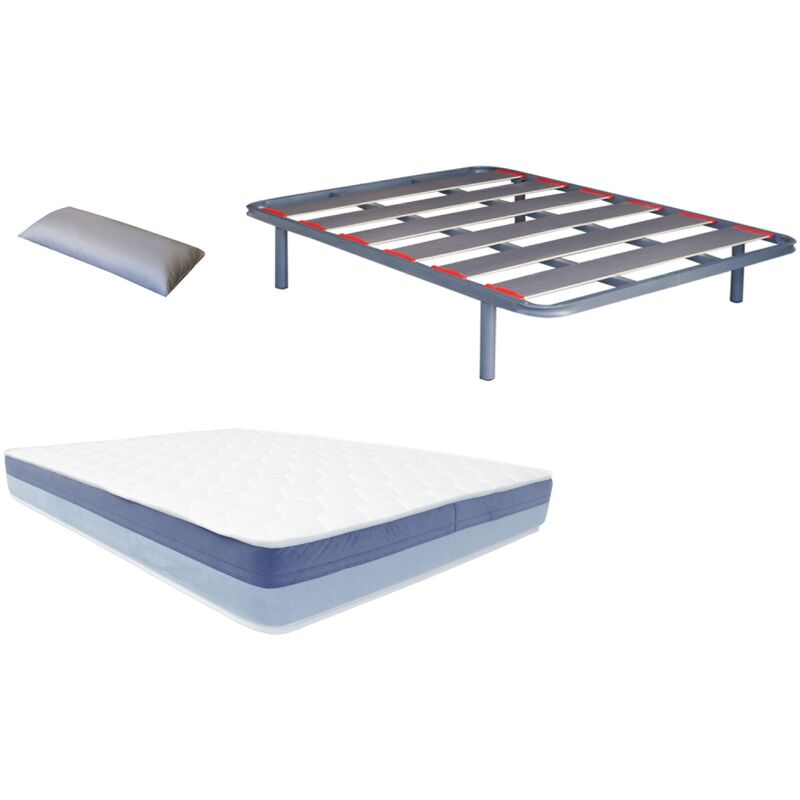 

Pack somier Lama ancha con papel de carbono (patas incluidas)+colchon HR BASIC BLUE VISCO+ almohada DE REGALO 150X190