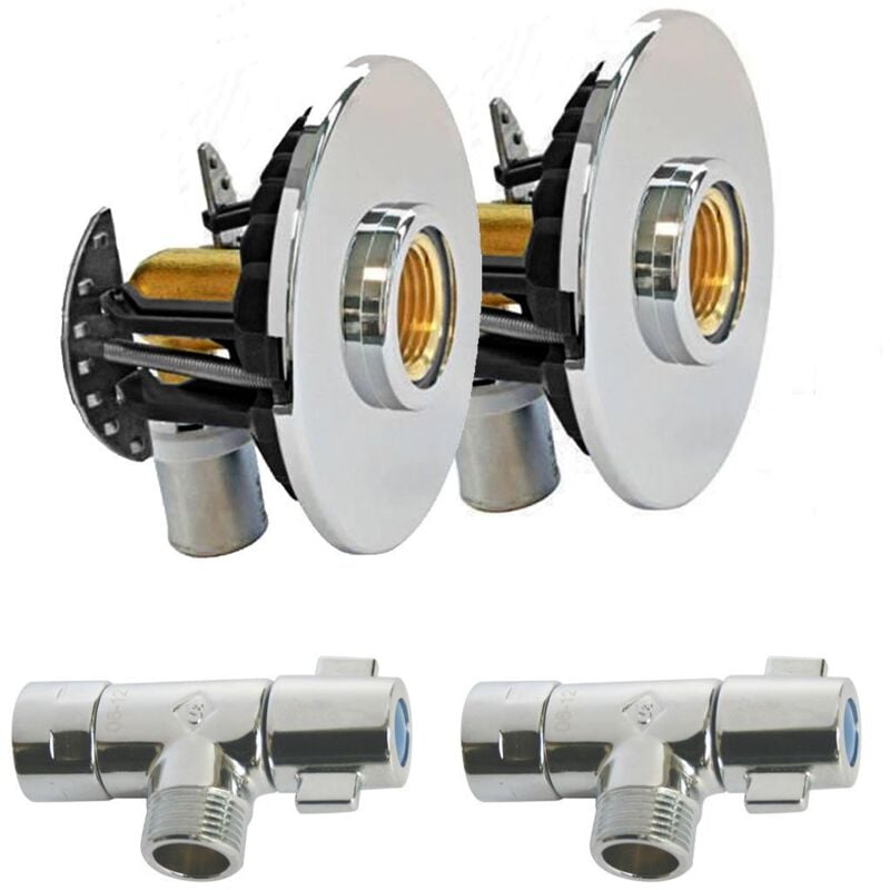 Pack sortie de cloison fixoplac lavabo/évier - raccord coudé multicouche à sertir Ø16 - m 3/8' (12/17) + robinets Somatherm