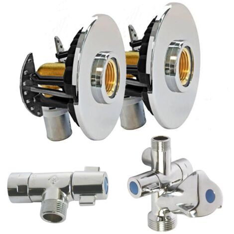 Pack sortie de cloison FIXOPLAC sous-évier - coudé multicouche à sertir Ø16 - M 3/8" (12/17) + robinets - Somatherm