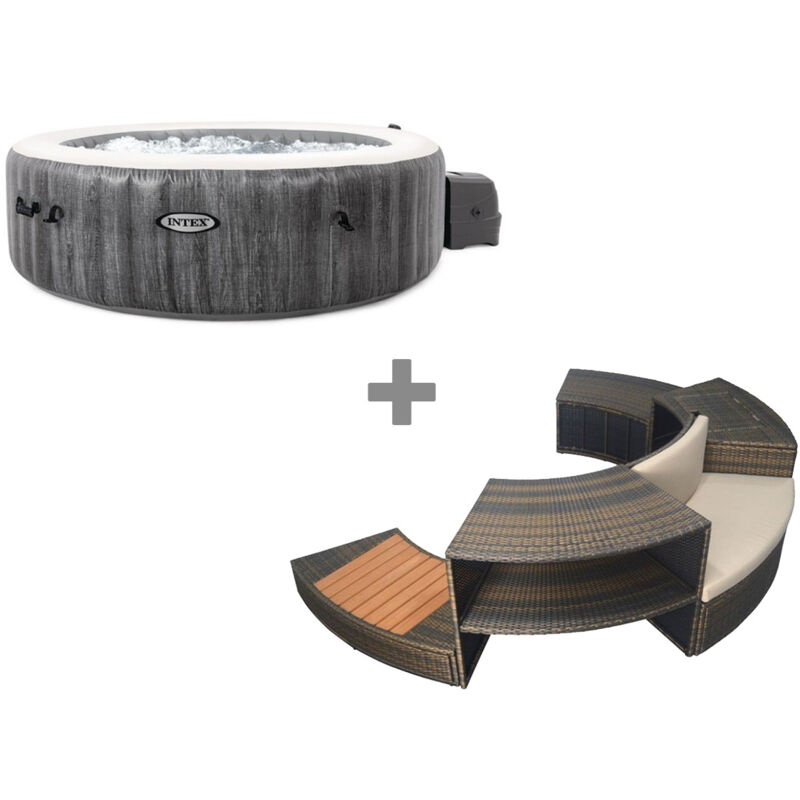 Pack spa gonflable Intex PureSpa Baltik rond Bulles 6 places + Ensemble mobilier