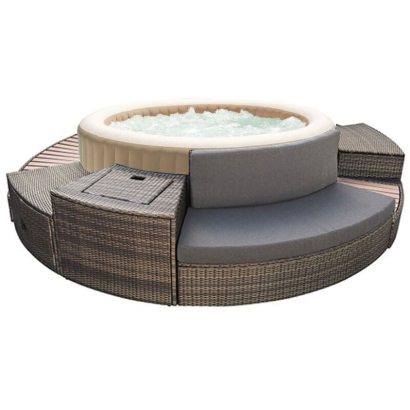 Pack spa gonflable Intex PureSpa Sahara rond Bulles 4 places + Ensemble mobilier