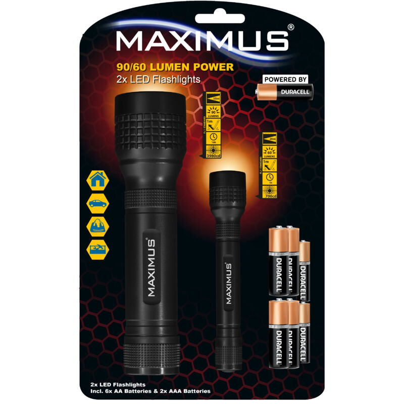 Pack spécial 2 Lampes torches Maximus Powered by Duracell M-FL-024-DU-H Pack spécial 2 Lampes torches Maximus Powered by Duracell M-FL-024-DU-H