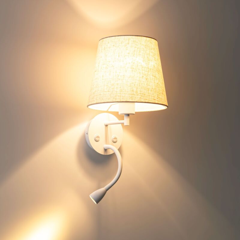 Aplique de pared para lectura 'mar ii' - E27 + Foco led flexible