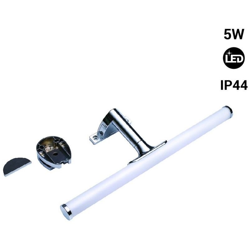 Applique led tubulaire pour miroir de salle de bains - 30cm - 5W - Blanc Neutre - Chromé
