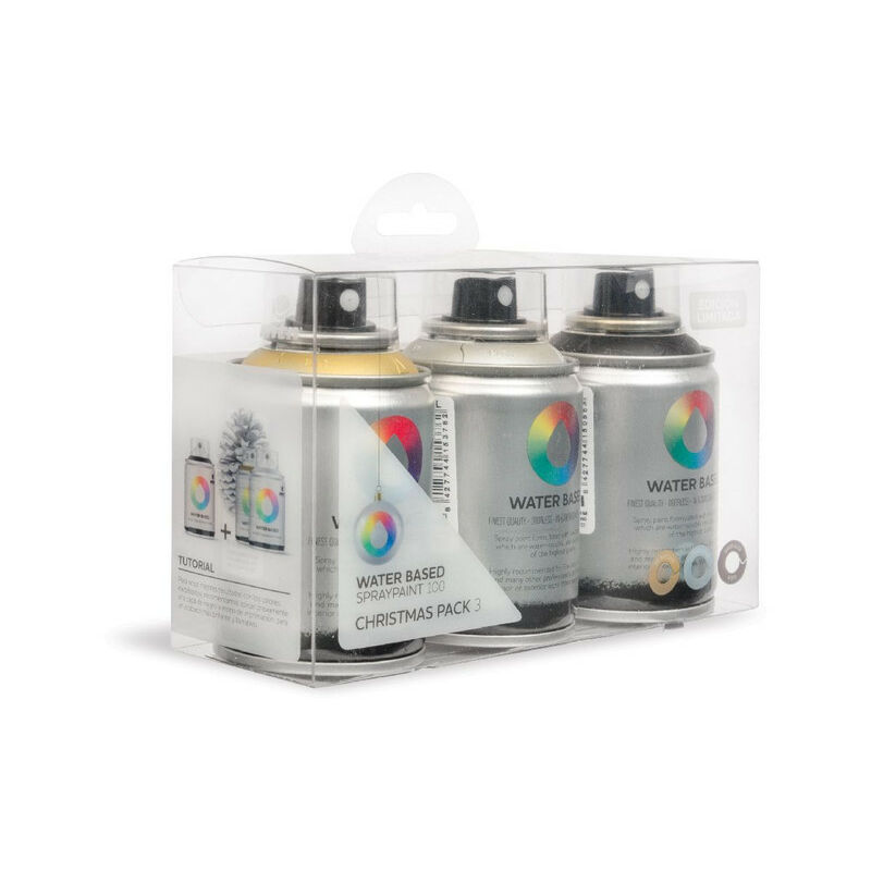 

Pack Spray Base Agua 3 Colors (Oro-Plata-Negro) - Montana Colors