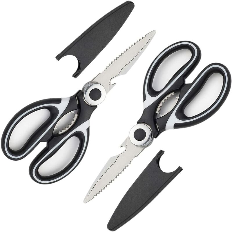 Pack Stainless Steel Kitchen Scissors with Lid Sharp Blade Scissors Left Right Hands Heavy Duty Kitchen Scissors for Food Chicken Poultry Fish Meat