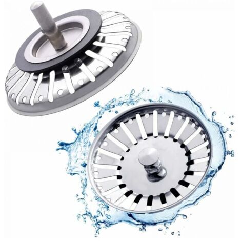 Pack Stainless Steel Kitchen Sink Plugs, Universal Kitchen Sink Strainer, 84 mm Stainless Steel Sink Grate for Kitchen and Bathroom YMYNY