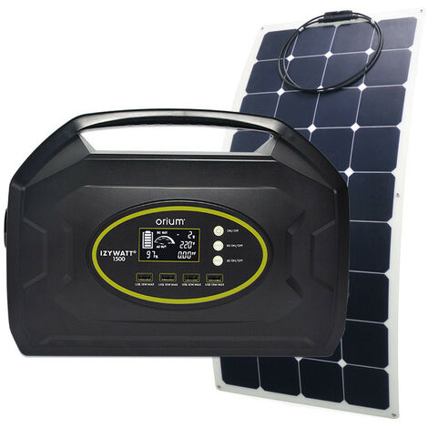 Pack station d'énergie portative IZYWATT 1500 et panneau solaire souple 120W