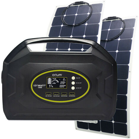 Pack station d'énergie portative IZYWATT 1500 et panneaux solaires souples 240W (2x120W)