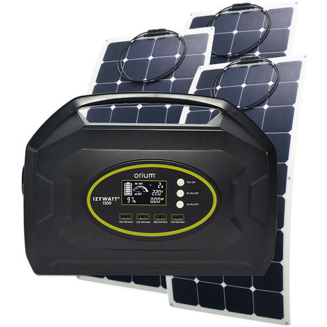 Pack station d'énergie portative IZYWATT 1500 et panneaux solaires souples 360W (3x120W)