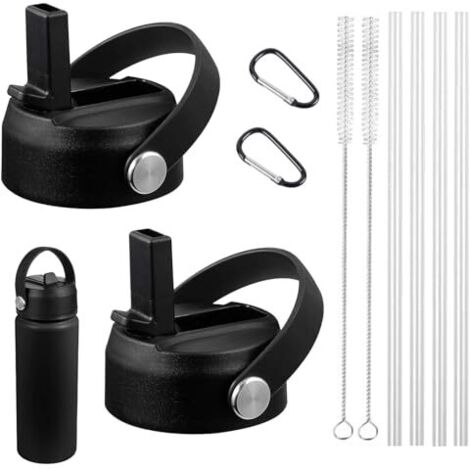 Pack Straw Lids for Hydro Flask, Modern and Simple Lid with Straws, Comes with Cleaning Brush and Carabiner, Straw Lid for Hydro Flask Wide Mouth (58.8 mm)