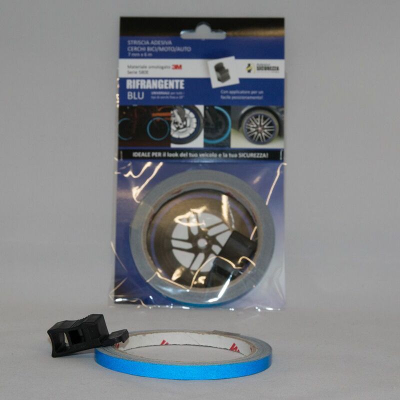 Image of Pack strisce adesive per cerchi auto/moto/bici Rifrangenti materiale 3M Packaging - 6 pack strisce Rifrangenti Blu