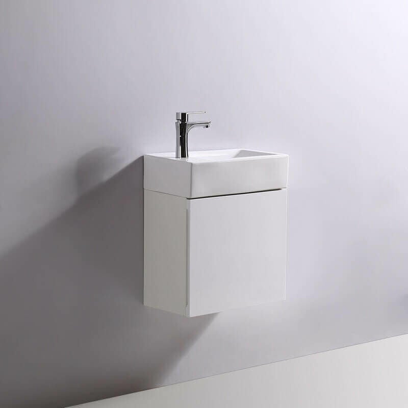 Rue Du Bain - Pack Studio Blanc droite + Meuble Lave main Blanc City