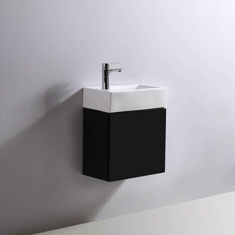 Pack Studio Blanc droite + Meuble Lave main Noir Dark