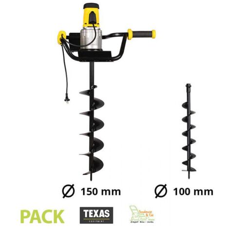 Pack tarière électrique 1200W avec 2 vrilles 100 et 150 mm Texas EA1200