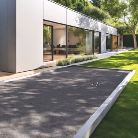 Pack Terrain de Pétanque GRIS 48M² (Traverses + Géotextile + GNT + Sable à Pétanque Gris) - Livraison PREMIUM