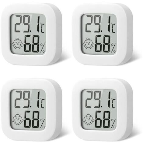 Pack Thermometre Interieur Mini Thermomètre Hygrometre Haute Précision Température Hygromètre Moniteur avec Air icône Confortable pour Cuisine Chambre de Bébé Serre Entrepôt Bureau