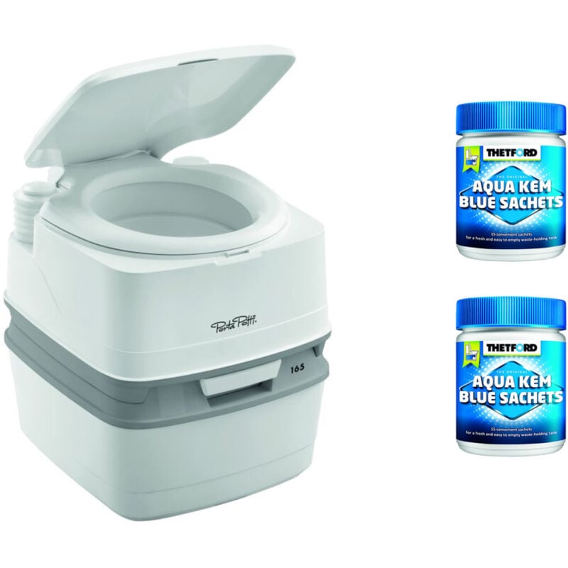 Pack Thetford Toilette Portable 100% Autonome 21 Litres + 2x15 Sachets Traitement des Matières Camping car