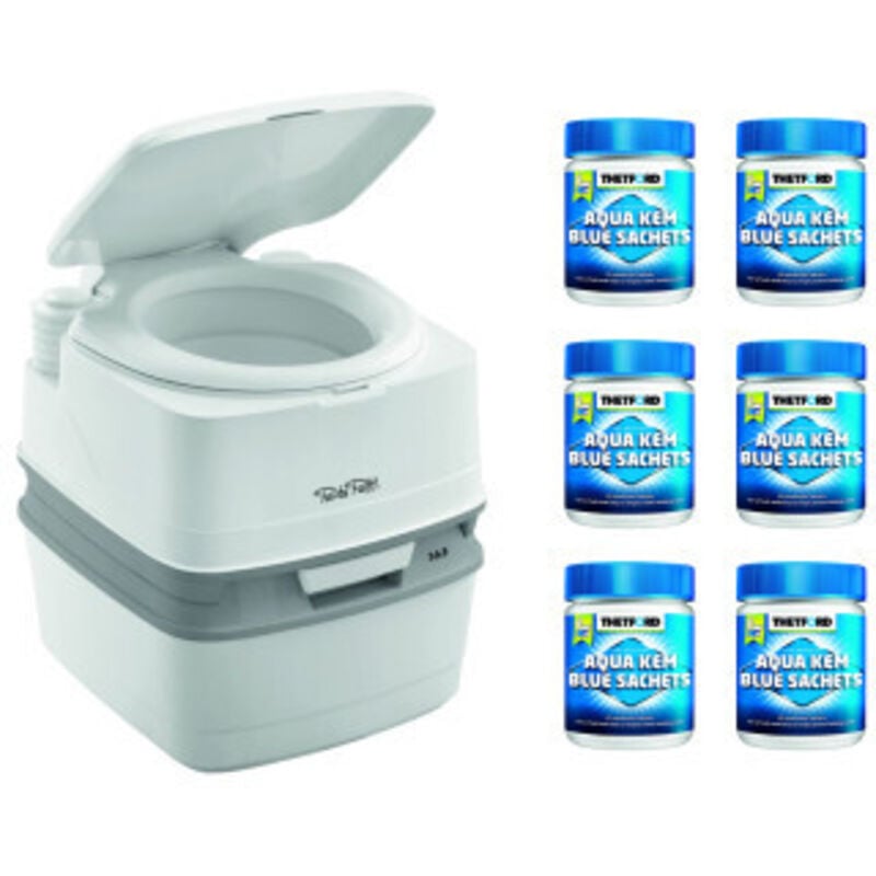 Thetford - pack Toilette Portable 100% Autonome 21 Litres + 6x15 Sachets Traitement des Matières Camping car