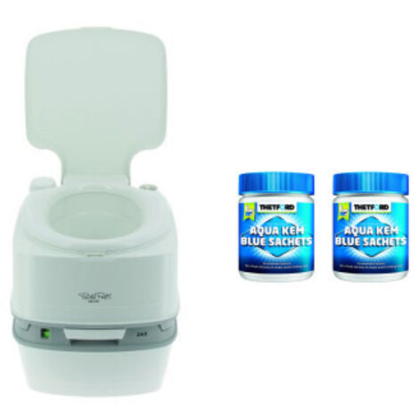 PACK THETFORD Toilette Portable 21 Litres 100% Autonome + 2x15 Sachets Traitement des Matières Camping car