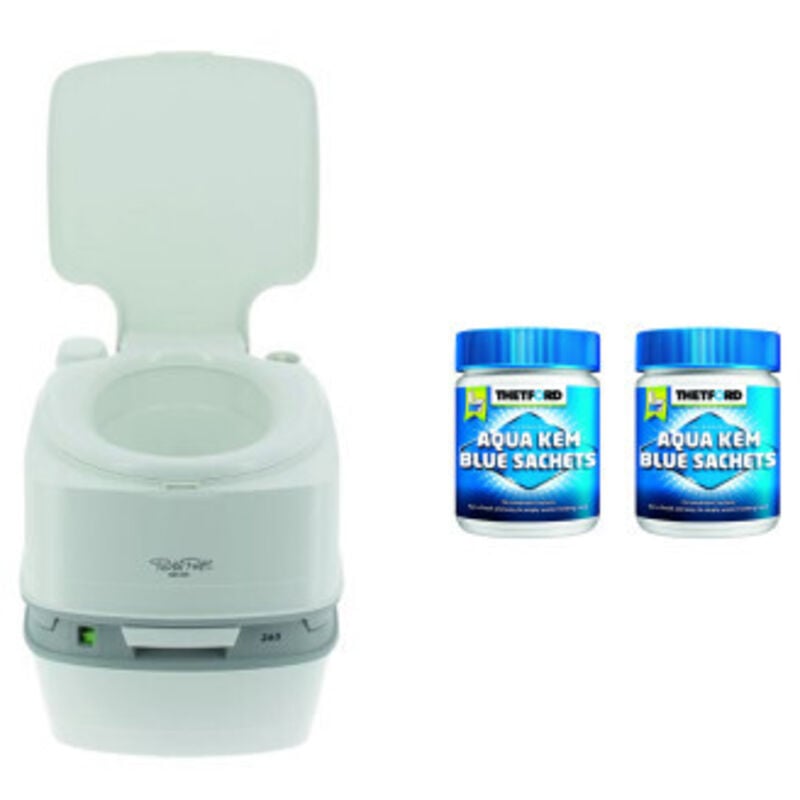 Thetford - pack Toilette Portable 21 Litres 100% Autonome + 2x15 Sachets Traitement des Matières Camping car