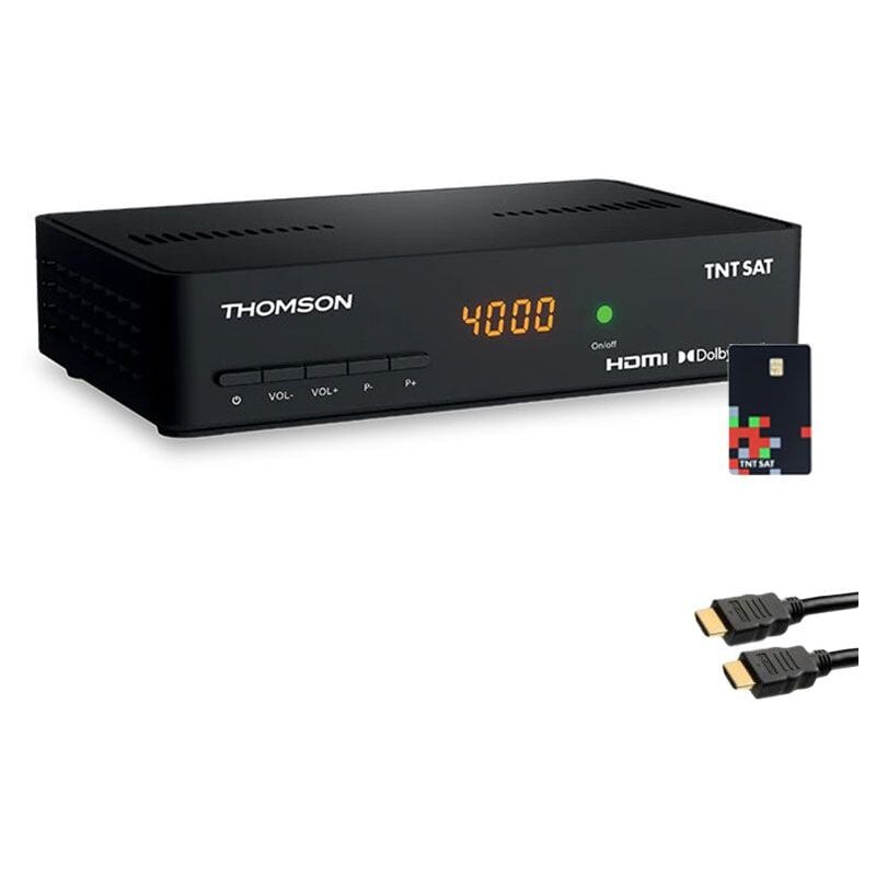 Thomson - Pack Récepteur tv Satellite Full hd + Carte d'accès tntsat + Câble hdmi - Noir
