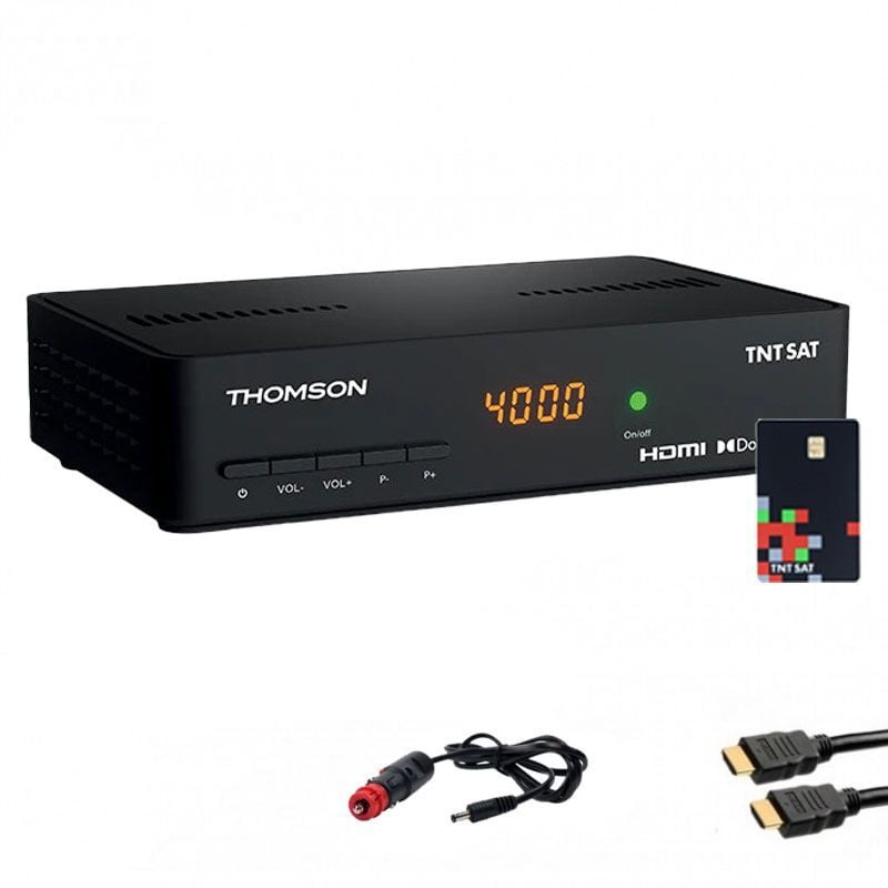 Pack Thomson Récepteur tv Satellite Full hd + Carte d'accès tntsat + Câble hdmi + Câble 12V - Noir
