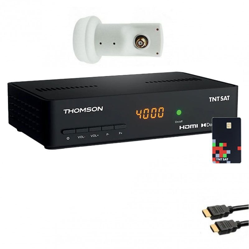 Pack THOMSON Récepteur TV Satellite Full HD + Carte d'accès TNTSAT + LNB Single HDSAT - Noir