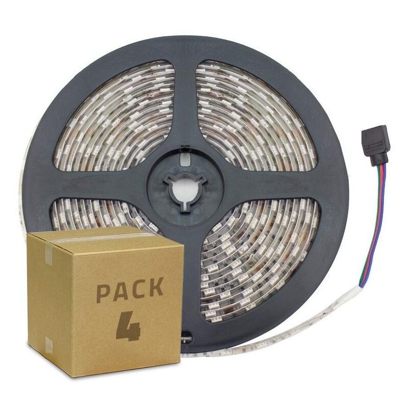

Pack Tira LED RGB 12V DC SMD5050 60LED/m 5m IP65 (4 un) RGB . - RGB