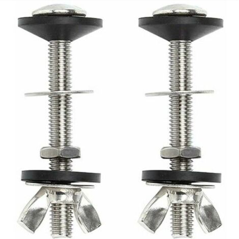 Pack Toilet Tank to Bowl Bolts - Universal Stainless Steel Fixing Kit with Double Seal - Easy to Install