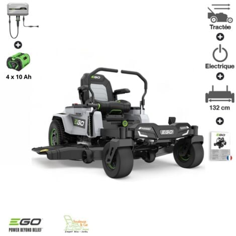 EGO POWER+ PACK Tondeuse Autoportée à Virage Zéro, 4 batteries de 10Ah et chargeur mural - EGO ZT5201E-L