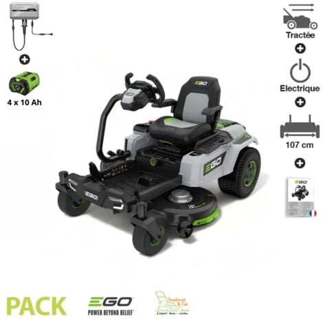 EGO POWER+ Pack Tondeuse Autoportée ZT4201ES, 4 moteurs brushless (22 CV), 4 batteries 10 Ah et chargeur mural inclus