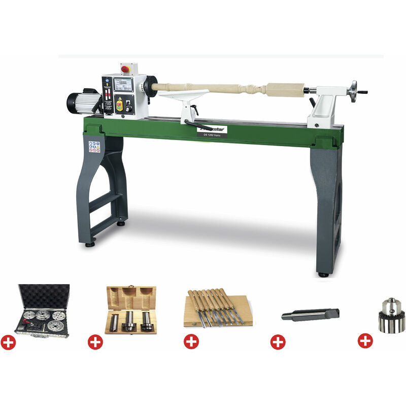 Holzstar - Pack tour à bois 460x1185mm + mandrin 146 mm + jeu 8 burins + jeu 3 griffes + mandrin à couronne + abre DB1202 vario pack