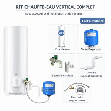 Pack tout en 1 chauffe eau électrique sol 300 L Initio à résistance blindée Ariston
