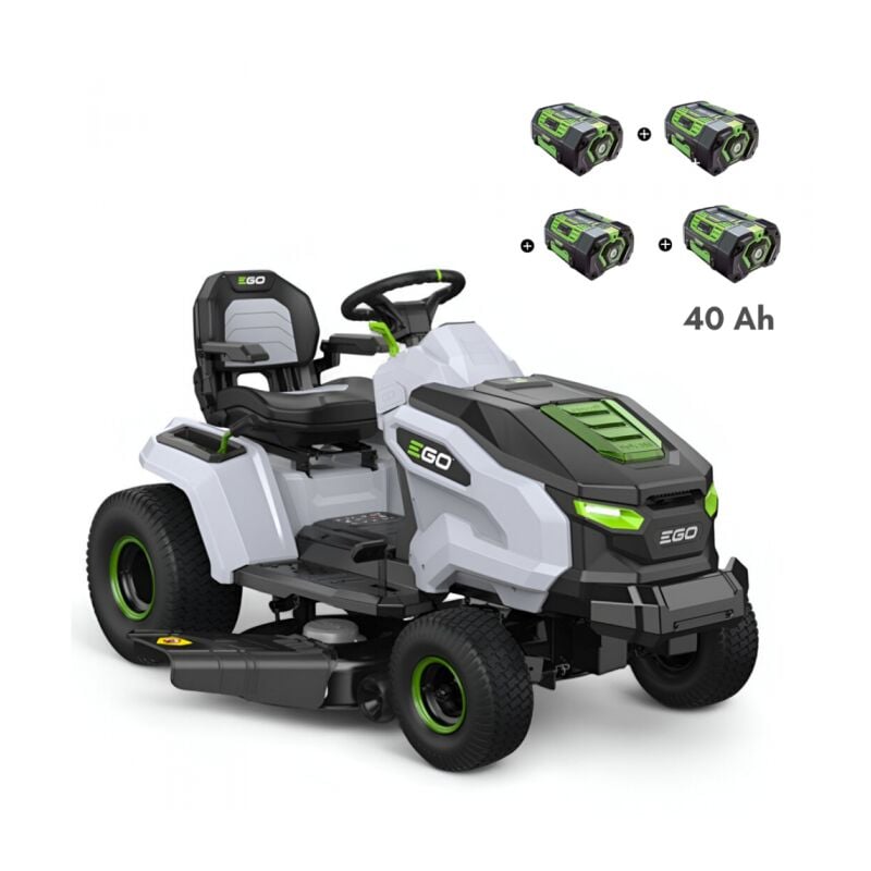 PACK Tracteur tondeuse autoportée à éjection latérale et mulching, 4 batteries 10Ah et chargeur rapide - EGO TR4201E