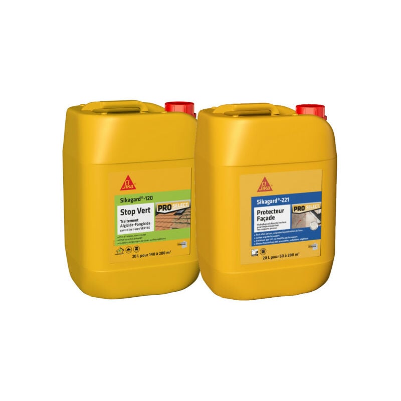 Pack Traitement et Protection Sika Sika gard-120 Stop Vert 20L Sika gard-221 Protecteur Facade 20L