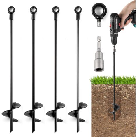 Pack Trampoline Ground Anchors, Spiral Ground Anchors for Trampolines, Camping, Shed, Canopies, Metal Trampoline Anchor Kit, Strong Wind Resistant
